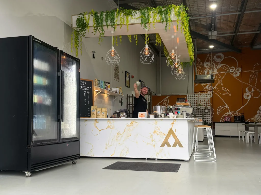 Café counter at Affinity Coffee Collective, Noosaville, plumbed by H1 Plumbing & Drainage
