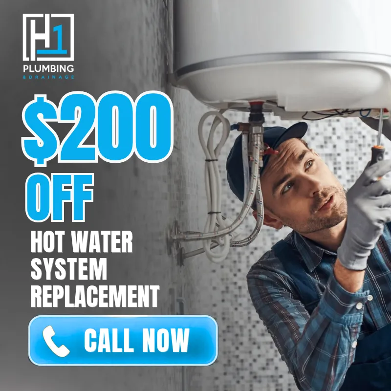 $200 off hot water system replacement on the Sunshine Coast - H1 Plumbing & Drainage, call now